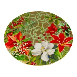 Caspari Trays|Christmas Garden Round Placemats