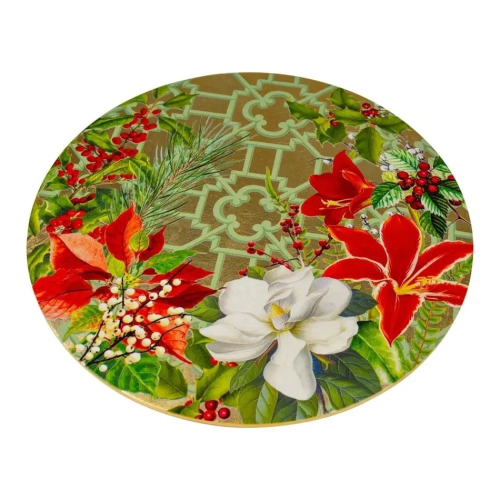 Caspari Trays|Christmas Garden Round Placemats