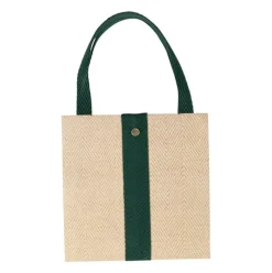 Caspari Gift Bags|Jute And Twill Natural/Hunter Small Gift Bag