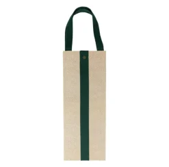 Caspari Gift Bags|Jute And Twill Natural/Hunter Bottle Bag
