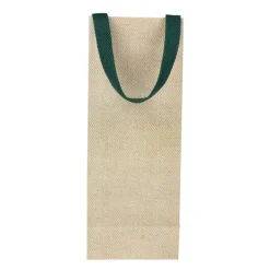 Caspari Gift Bags|Jute And Twill Natural/Hunter Bottle Bag