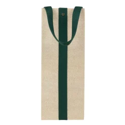 Caspari Gift Bags|Jute And Twill Natural/Hunter Bottle Bag