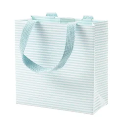 Caspari Gift Bags|Mini Stripe Robin's Egg Medium Gift Bag