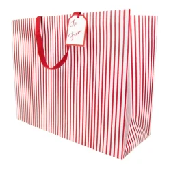 Caspari Gift Bags|Stripes For Days Red/White Jumbo Gift Bag