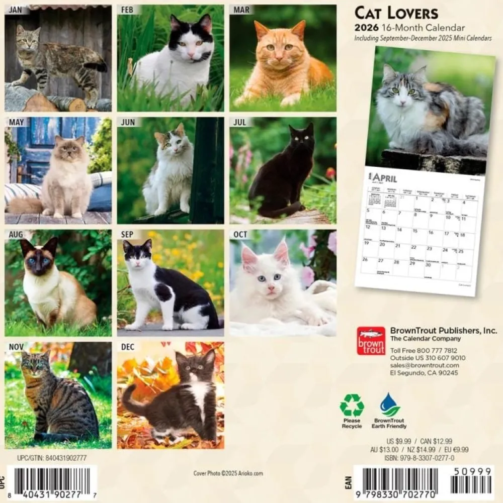Calendars|Cat Lovers 2026 Mini Wall Calendar