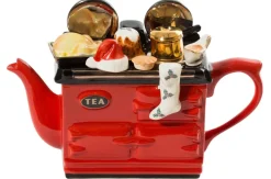 Ceramic Inspirations Teapots|Christmas Large Red Aga-Style Teapot
