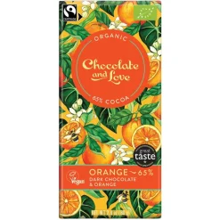 British Chocolate|Chocolate & Love Organic 65% Dark Chocolate & Orange Bar 80g
