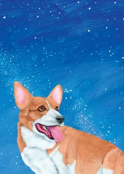 Greeting Cards|Corgi Sky Birthday Card