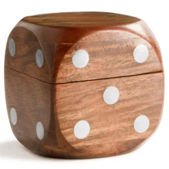 Games & Puzzles|Dice Box with 5 Dice, Silver Pips