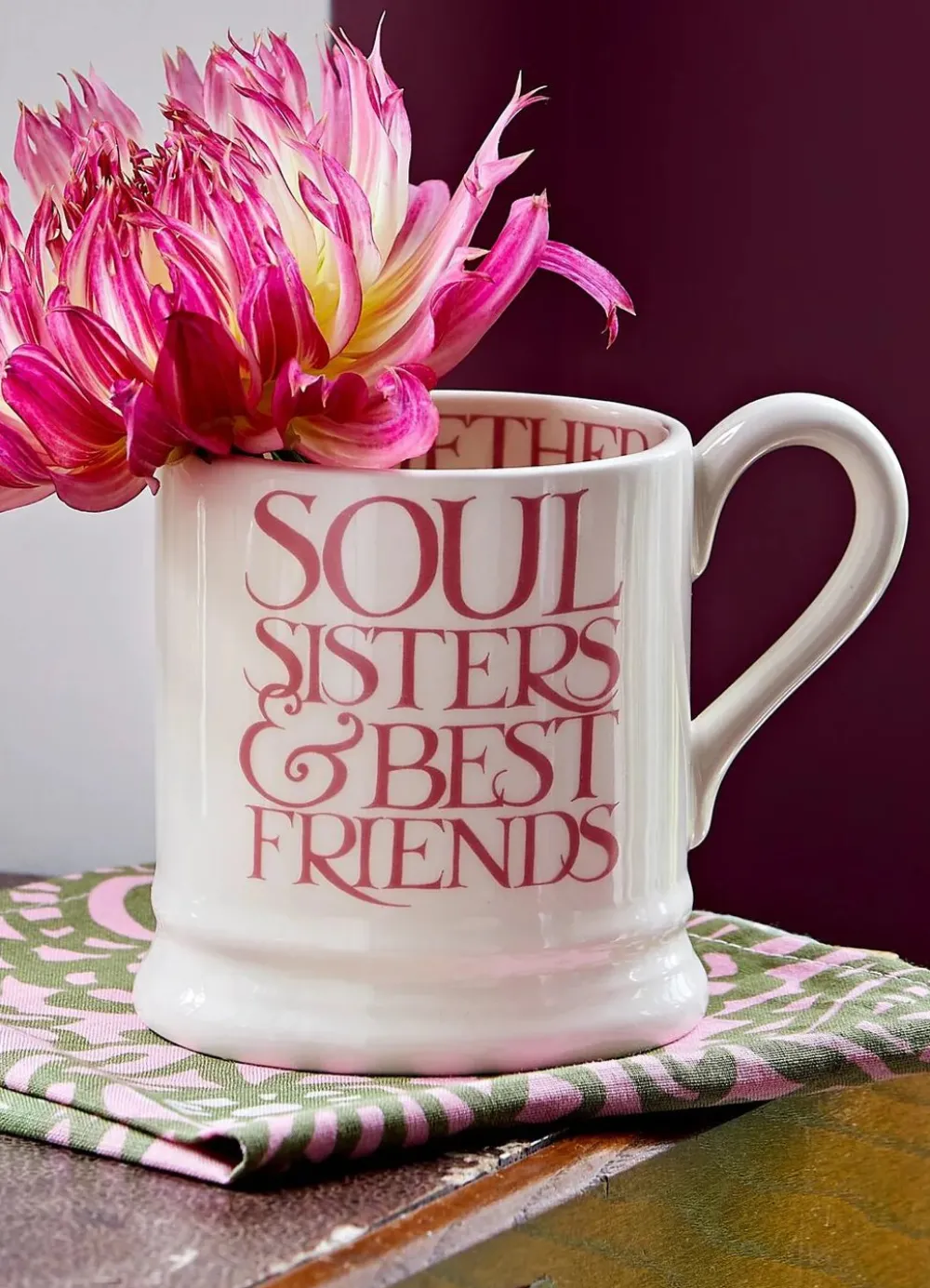Emma Bridgewater Emma Bridgewater|Assorted Mugs|Pink Toast Soul Sisters 1/2 Pint Mug