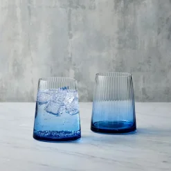Glasses & Steins|Empire Blue Double Old Fashioned Tumblers Pair