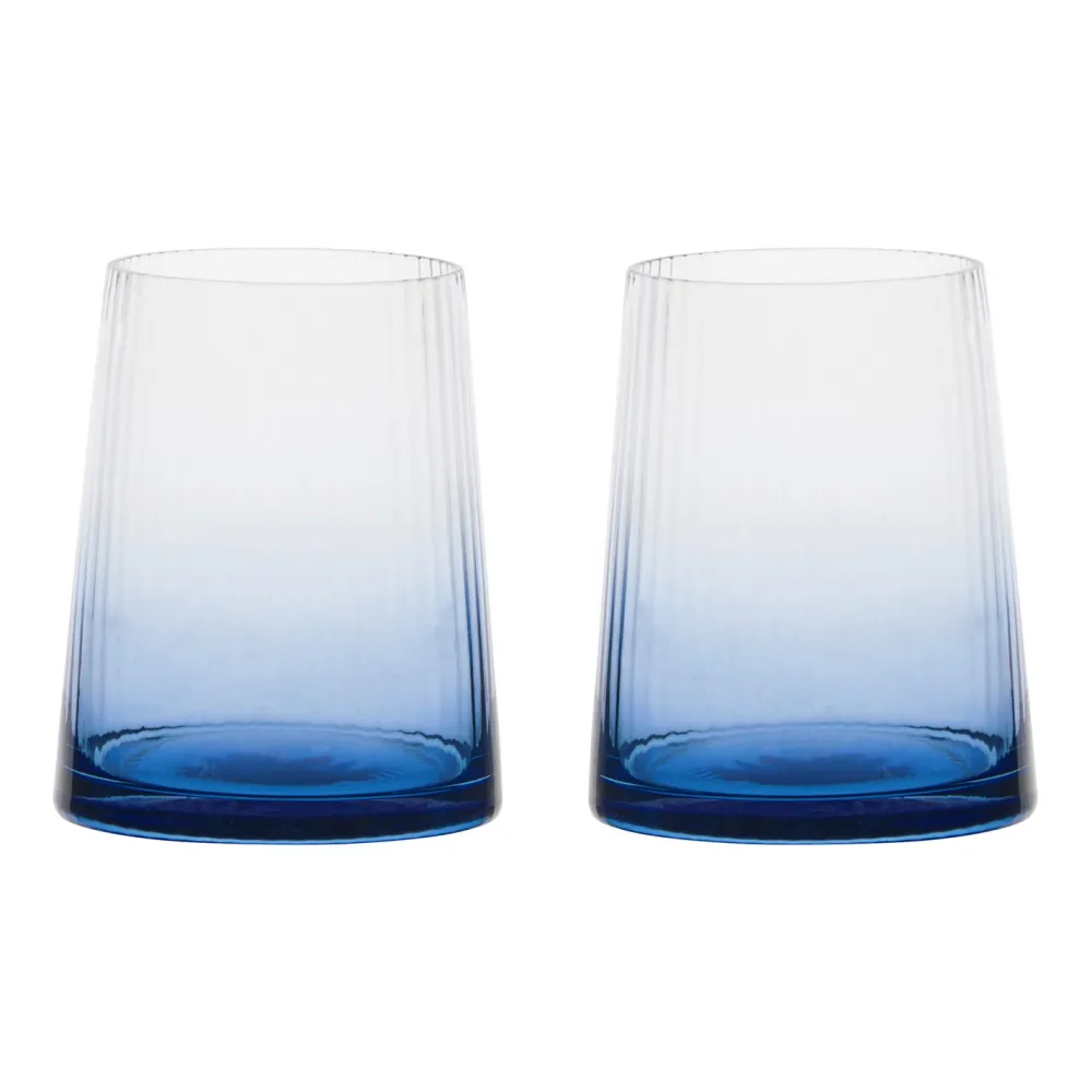 Glasses & Steins|Empire Blue Double Old Fashioned Tumblers Pair
