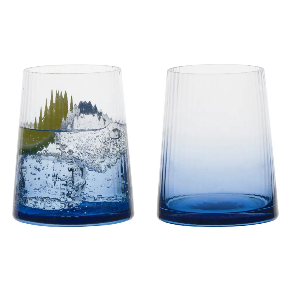 Glasses & Steins|Empire Blue Double Old Fashioned Tumblers Pair