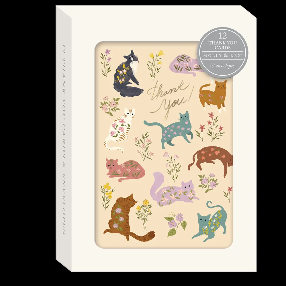 Boxed Cards|Flower Pets Cats Thank You Note Cards