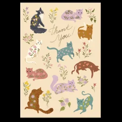 Boxed Cards|Flower Pets Cats Thank You Note Cards