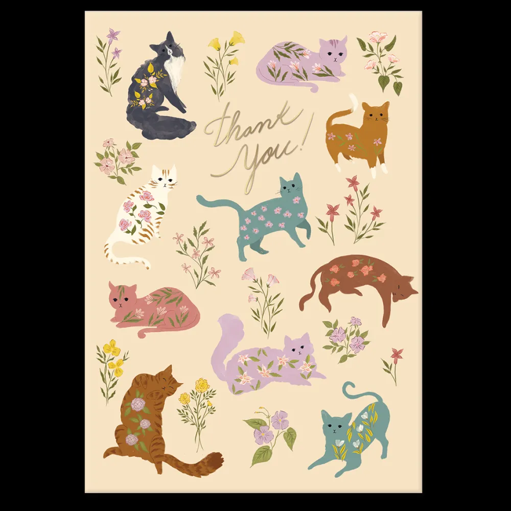 Boxed Cards|Flower Pets Cats Thank You Note Cards
