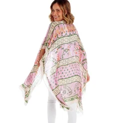 Robes, Nightgowns & Dresses|Folk Flowers Pink Long Kimono