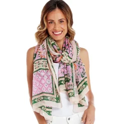 Scarves & Wraps|Folk Flowers Pink Scarf