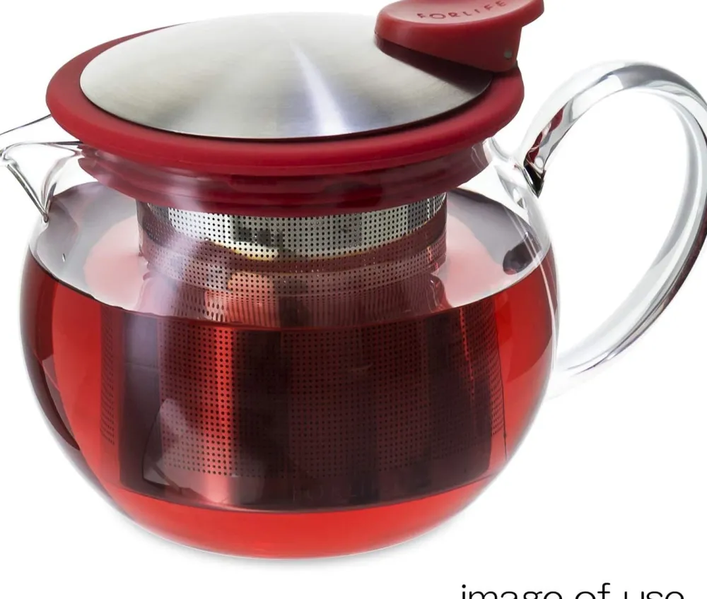 Teapots|Forlife Bola Glass Teapot with Basket Infuser (Red)
