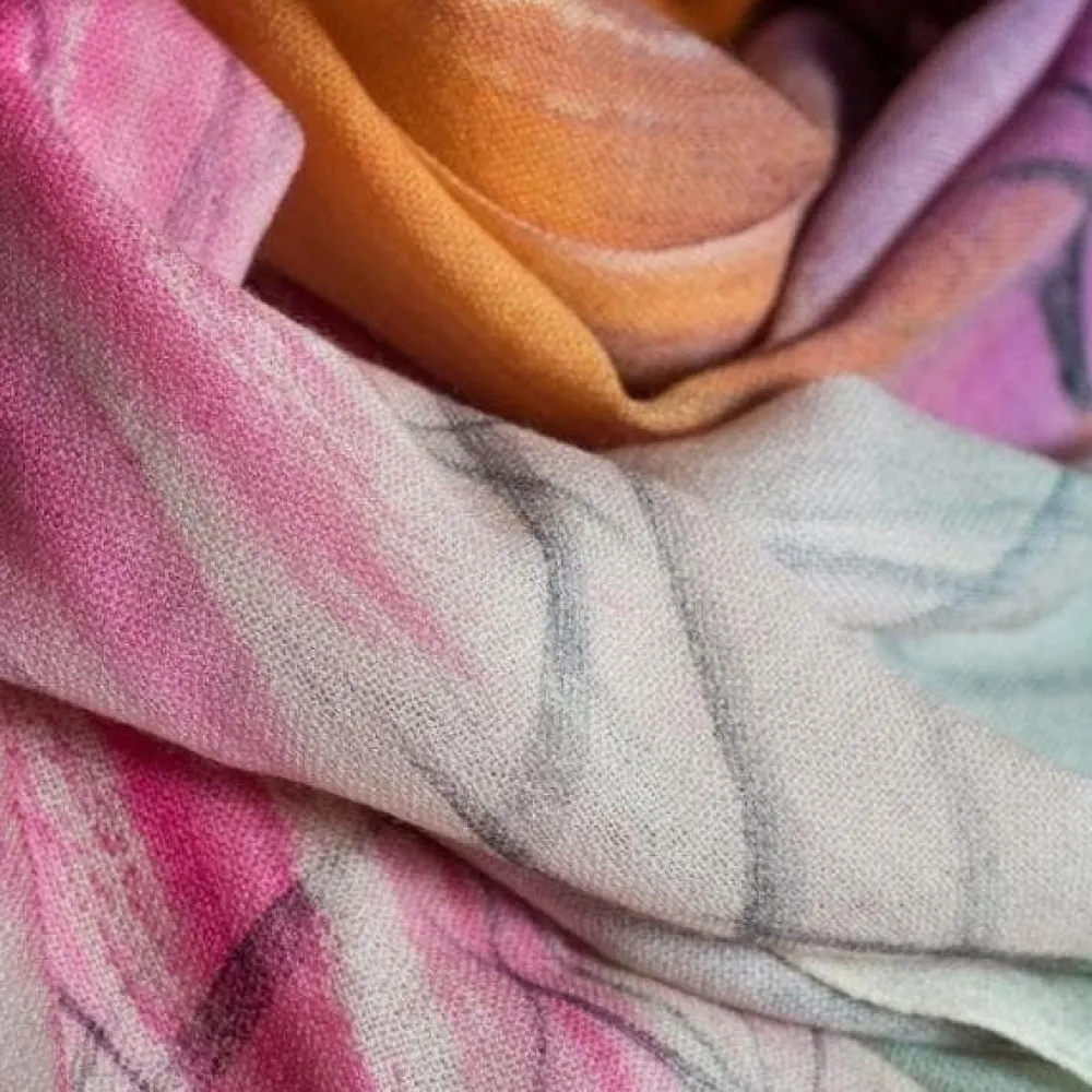 Galway Crystal Scarves & Wraps|Marino Wool Scarf in Dust, Pink & Orange