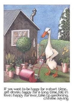 Greeting Cards|Gardening Duck Chinese Saying Card