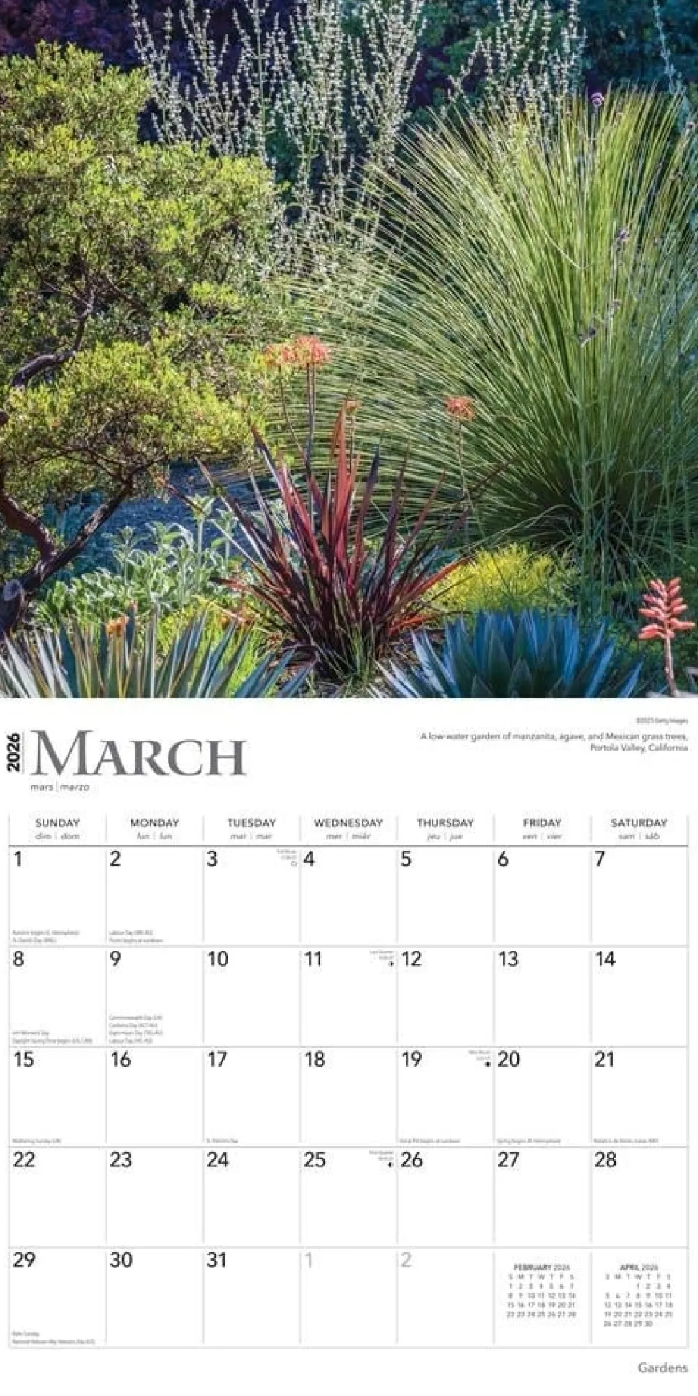 Calendars|Gardens 2026 Wall Calendar