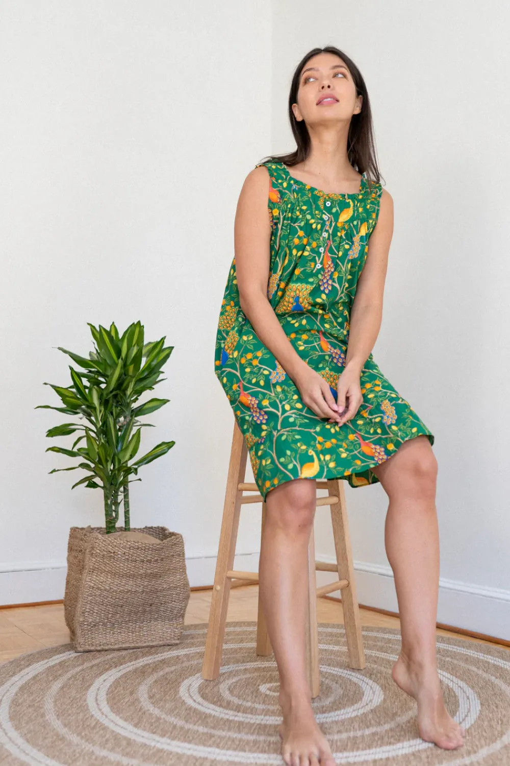 Robes, Nightgowns & Dresses|Green Fearless Peacock Nighty Nite