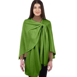 Scarves & Wraps|Green Lambswool Draped Shawl