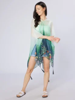 Scarves & Wraps|Green Wildflowers Recycled Bottle Poncho