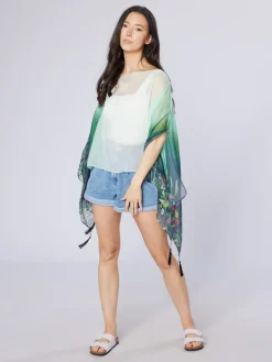 Scarves & Wraps|Green Wildflowers Recycled Bottle Poncho