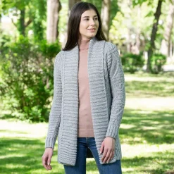 Shirts & Sweaters|Grey Open Front Cable Knit Cardigan