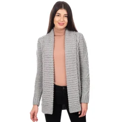 Shirts & Sweaters|Grey Open Front Cable Knit Cardigan