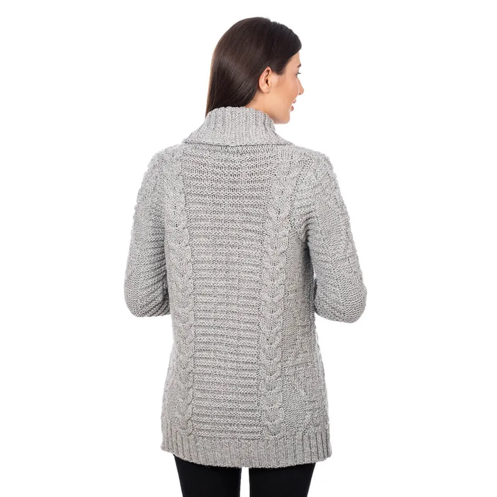 Shirts & Sweaters|Grey Open Front Cable Knit Cardigan