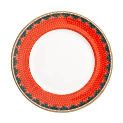 Halcyon Days Halcyon Days China|Halcyon Days|Antler Trellis Stag Red & Gold 8" Plate