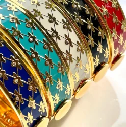 Halcyon Days Bracelets & Bangles|Bee Sparkle Trellis Black & Gold Hinged Bangle