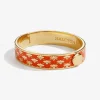 Halcyon Days Bracelets & Bangles|Bee Sparkle Trellis Orange & Gold Hinged Bangle