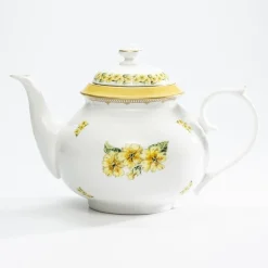Halcyon Days Halcyon Days China|Halcyon Days|Castle of Mey Shell Garden Floral Primula Yellow Teapot