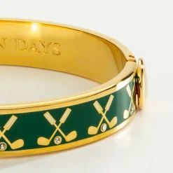 Halcyon Days Bracelets & Bangles|Golf Club Emerald & Gold Hinged Bangle