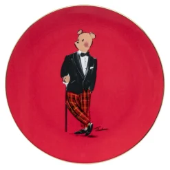 Halcyon Days Halcyon Days China|Halcyon Days|Hal the Bear Red & White 8" Coupe Plates Set