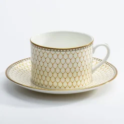 Halcyon Days Halcyon Days China|Halcyon Days|Ivory Antler Trellis Teacup & Saucer