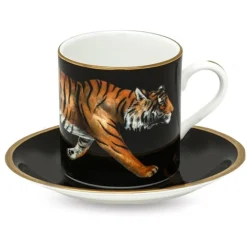 Halcyon Days Halcyon Days China|Teacups & Saucers|Magnificent Wildlife Twin Leopards Cup & Saucer