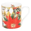 Halcyon Days Halcyon Days China|Halcyon Days|Parterre Gold with Poinsettia Mug