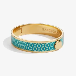 Halcyon Days Bracelets & Bangles|Parterre Turquoise & Gold Hinged Bangle