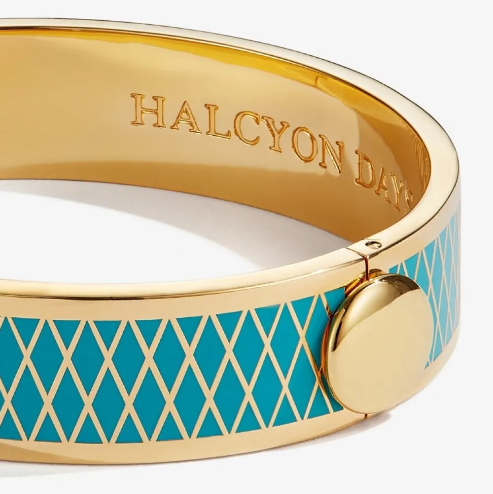 Halcyon Days Bracelets & Bangles|Parterre Turquoise & Gold Hinged Bangle