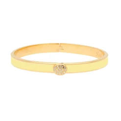 Halcyon Days Bracelets & Bangles|Pave Button Buttercup & Gold Hinged Skinny Bangle