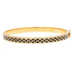 Halcyon Days Bracelets & Bangles|Salamander Black & Gold Hinged Skinny Bangle