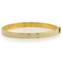 Halcyon Days Bracelets & Bangles|Salamander Cream & Gold Hinged Skinny Bangle