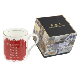 Halcyon Days Cultural Icons|Halcyon Days China|Sir Winston Churchill Never Give In Mug