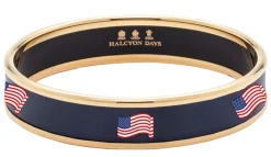 Halcyon Days Bracelets & Bangles|Stars & Stripes Navy & Gold Medium Bangle
