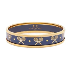 Halcyon Days Bracelets & Bangles|Tennis Navy & Gold Small Bangle